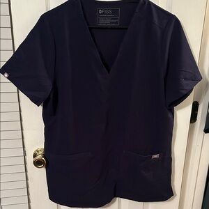 Figs Deep Blue V-Neck Scrub Top
